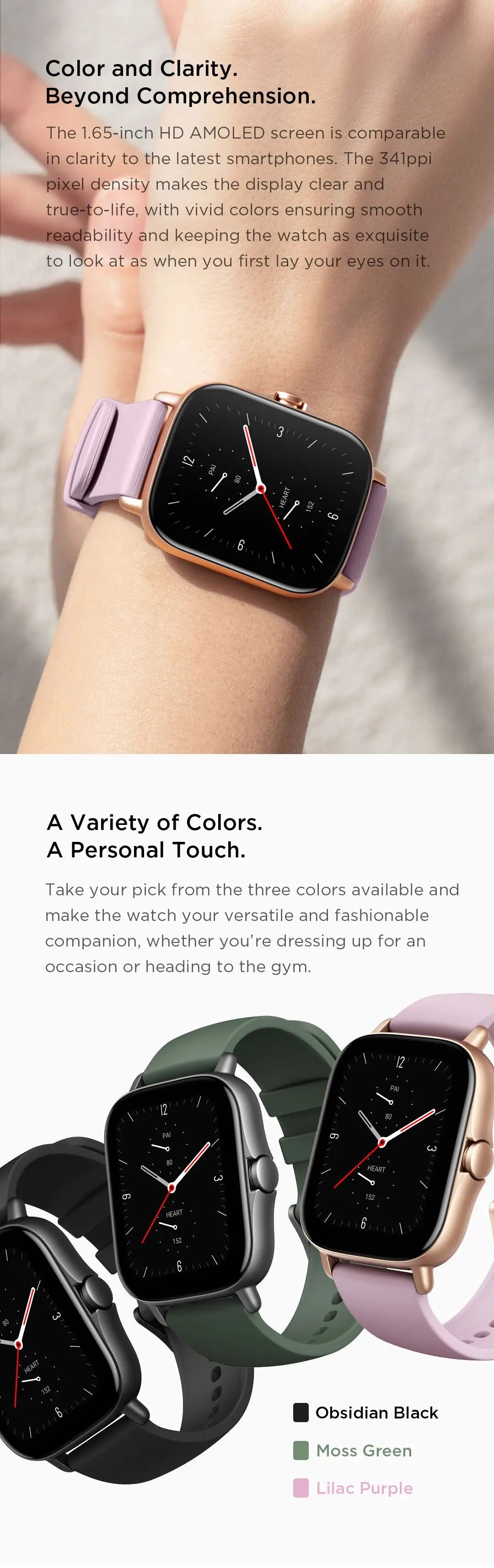 Amazfit GTS 2e Smartwatch Built-in Sports Modes GPS 5ATM Waterproof Smart Watch for Men Heart Rate Monitoring 95New No Box