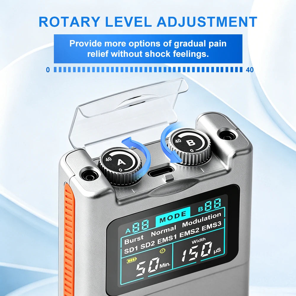 40-Level TENS Unit Muscle Stimulator Electronic Pulse Massager Dual Channel EMS Machine for Back Pain Relief & Muscle Therapy