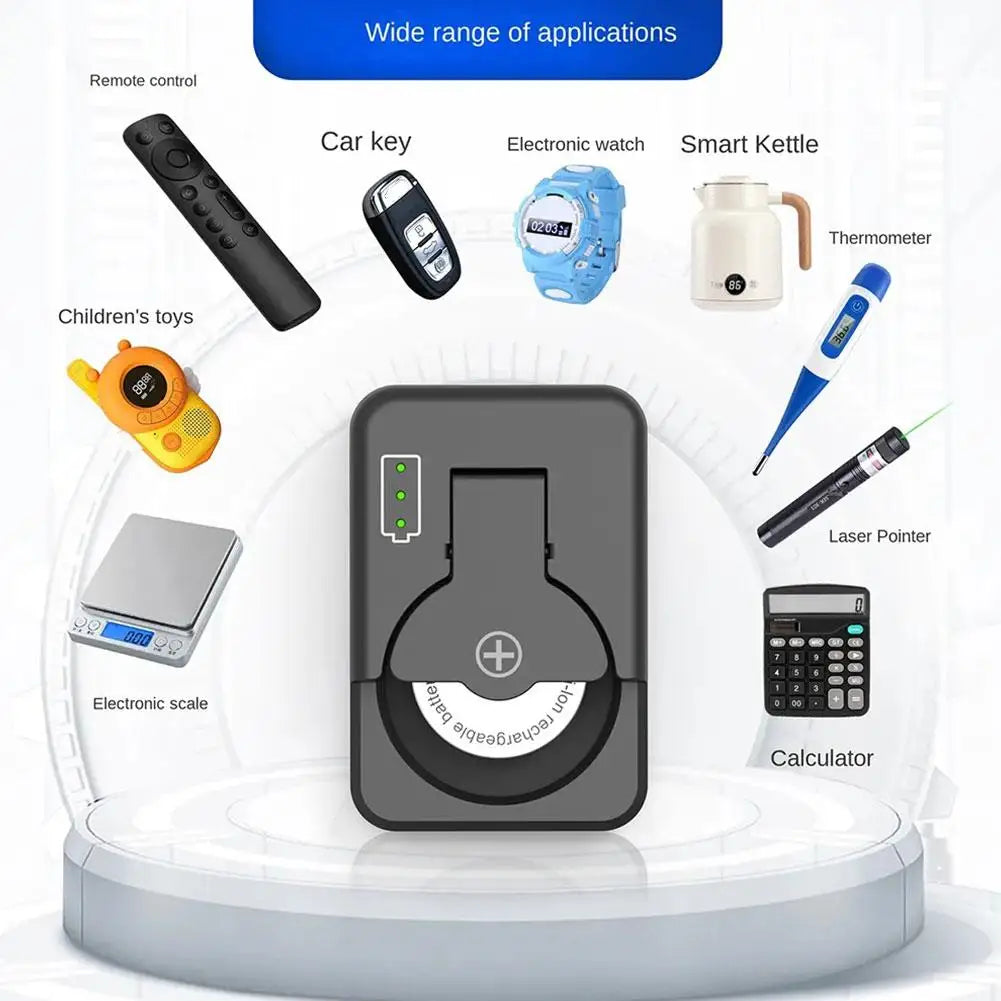 Portable Button Battery Charger Universal Mini Coin Cells Charger with LED Indicator Light for LIR2016 LIR2025 LIR2032 LIR1025