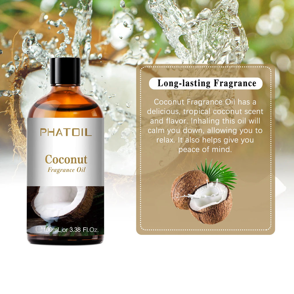 PHATOIL 100ml Fragrance Oils for Aromatherapy & Diffuser Strawberry Cherry Coconut & Vanilla Fragrance Oils For Candle Making
