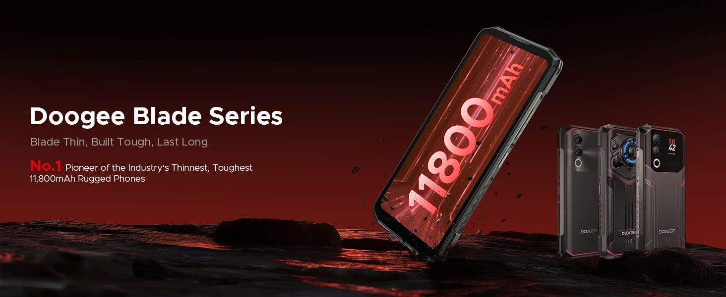 DOOGEE Blade20 Pro Rugged Phone 6.6'' Screen Gemini AI 125dB Speaker 11800mAh Battery 24GB(6+18) 256GB Android 15 NFC Smartphone