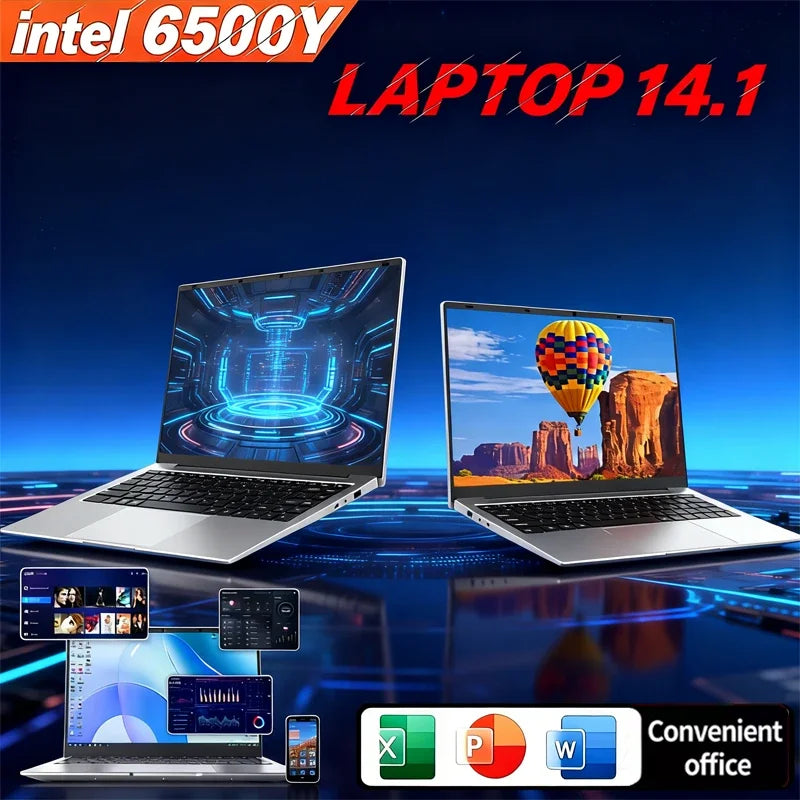Ultra Slim Portable 14.1 Inch Win11 Notebook Intel 6500Y Premium Design 2TB SSD Daily Work Study Laptop