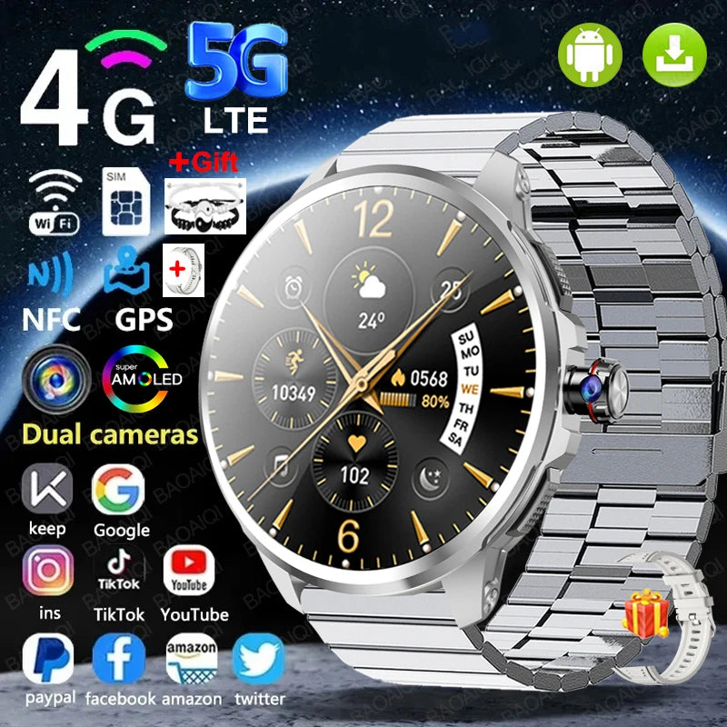 16GB+256GB RAM 4G Smart Watch 1.95 inch AMOLED 2100mah Battery 900W Camera GPS WIFI Google APPS Download Smartwatch Android 9.0