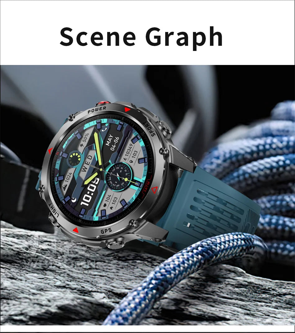 T-Rex 3 Built-in Dual-band GPS Smart Watch Men Smartwatch Compass Altimeter Barometric 5ATM IP69K Waterproof AMOLED HD Watches
