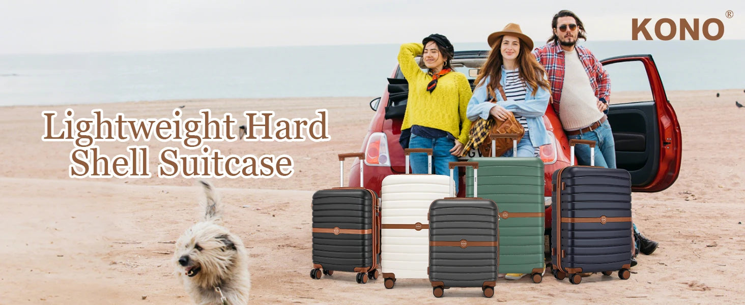 Kono 20/24/28 Inch Optional ABS+PC Hard Shell Luggage, Lightweight Carry On Trolley Suitcase with TSA Combination Lock, Silent 360° Spinner Wheels for Business Holiday Travel
