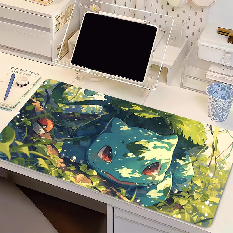 Mouse Pad Anime Gaming Accessories Varmilo P-pokemonS Gamer Keyboard PC B-bulbasaur Computer Desk Mat Kawaii Green Mousepad Gift
