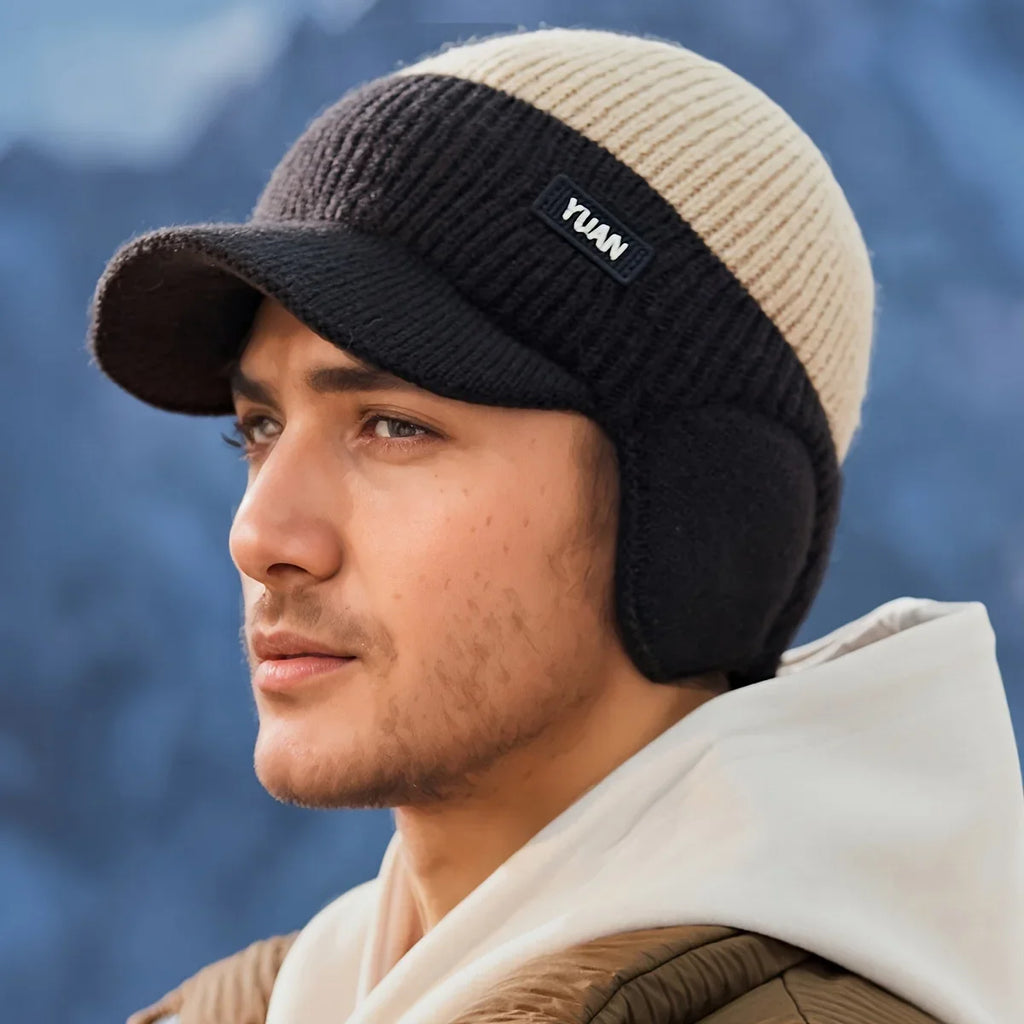 Dual-Tone Knit Baseball Cap - Outdoor Activities | Fashionable Dad Hat with Ear Protection | Perfect for Couples Hats for Men