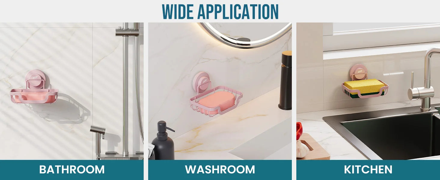 TAILI Soap Holder Bar Soap Dish Suction Cup, Bar Soap Rack for Shower Wall, Draining Soap Saver Tray for Bathroom, Tub, Kitchen