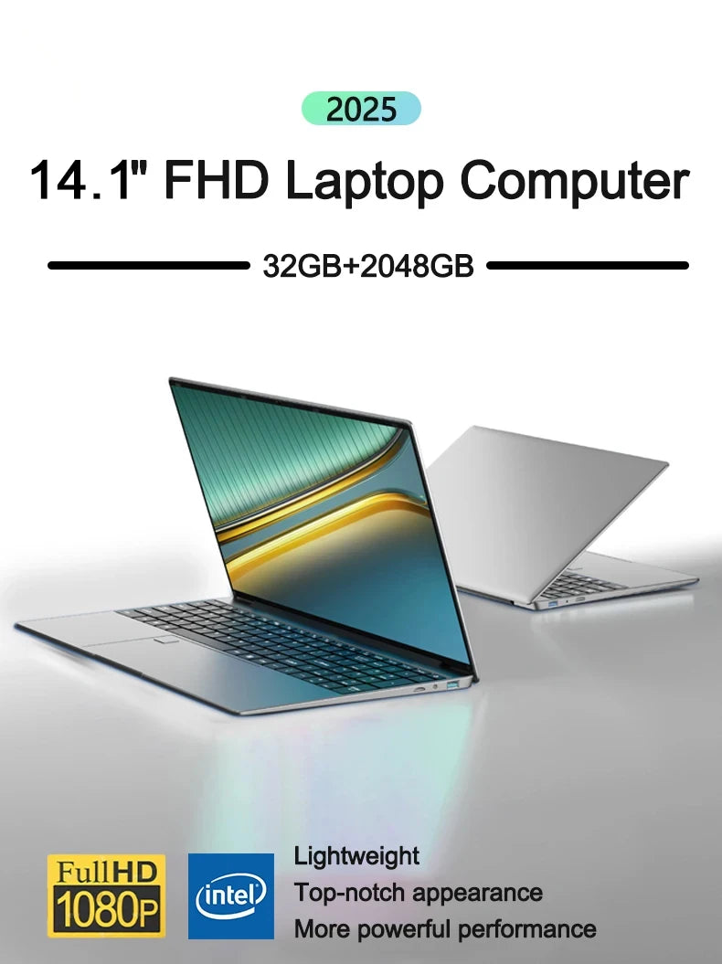 High Speed Business Gaming Laptop 32GB Large Memory 2TB Big SSD Smooth Running Daily Use Computer