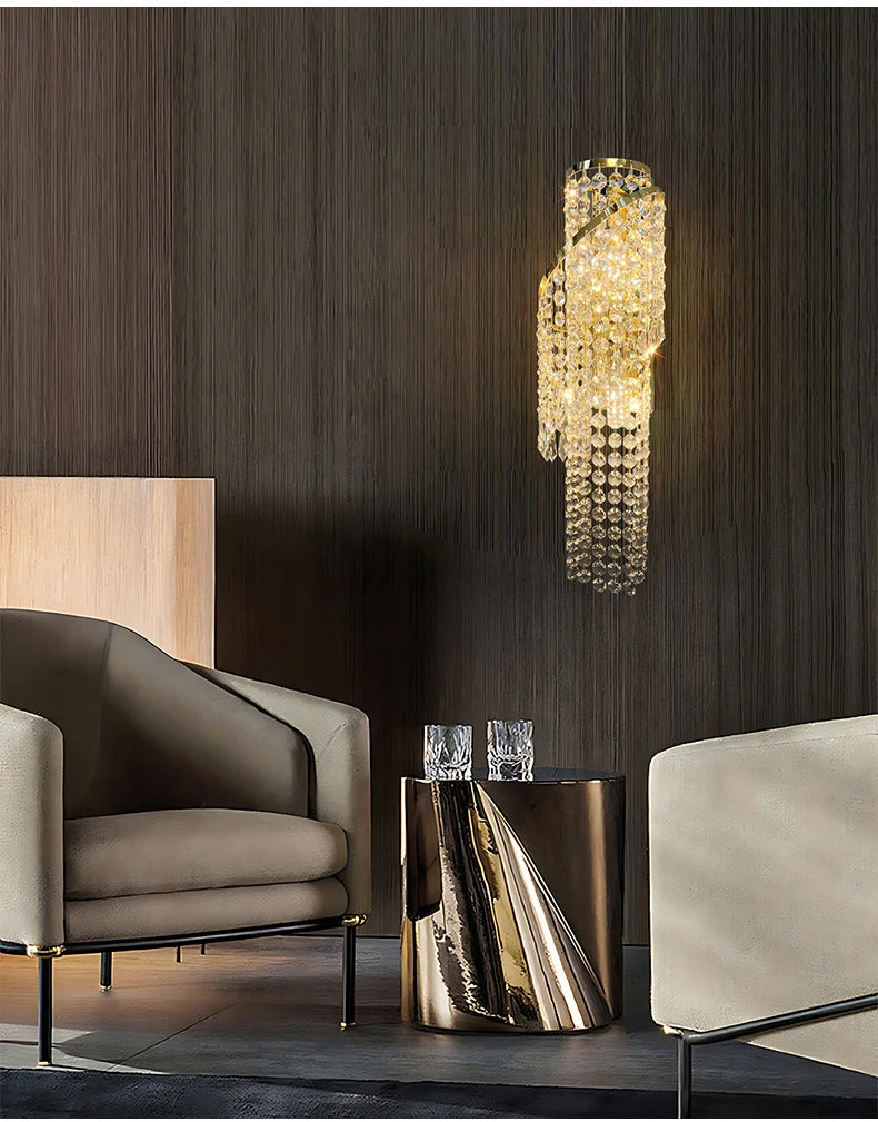Luxurious Golden Crystal Wall Lamp - Led Wall Lamp. Suitable For Living Room, Bedroom, Corridor And Home Decoration.