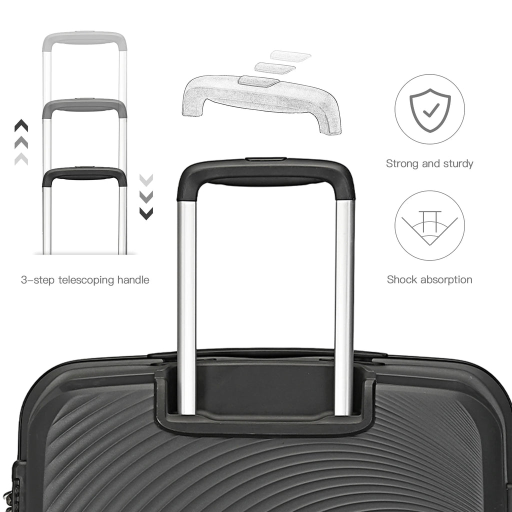 British Traveller 2 Piece Luggage Set 14+20 Inch, PP Hard Shell Suitcase with TSA Lock & Silent Spinner Wheels, Portable Carry-On Luggage for Business & Short Trips
