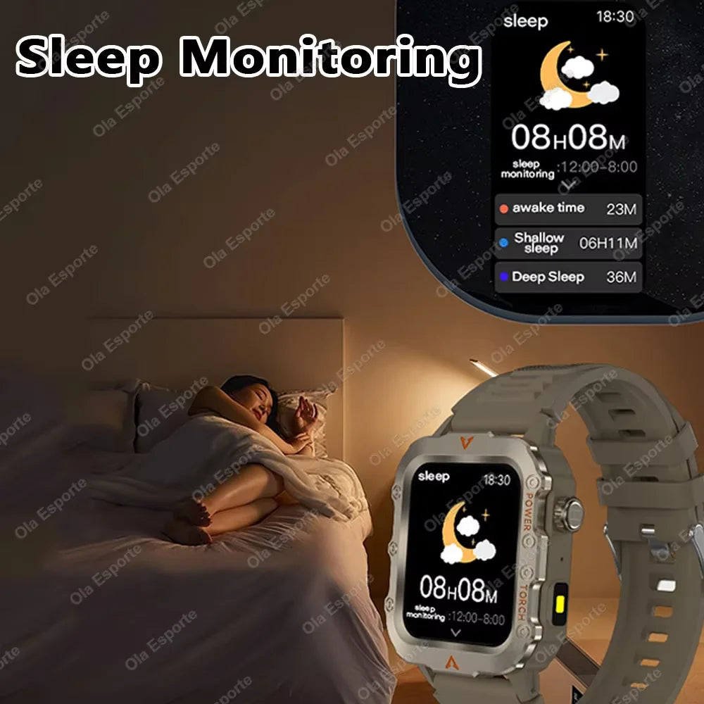 2026New Military GPS Smart Watch Men Bluetooth Call Sleep Health Monitoring LED Flashlight AI Voice Sports Waterproof Smartwatch