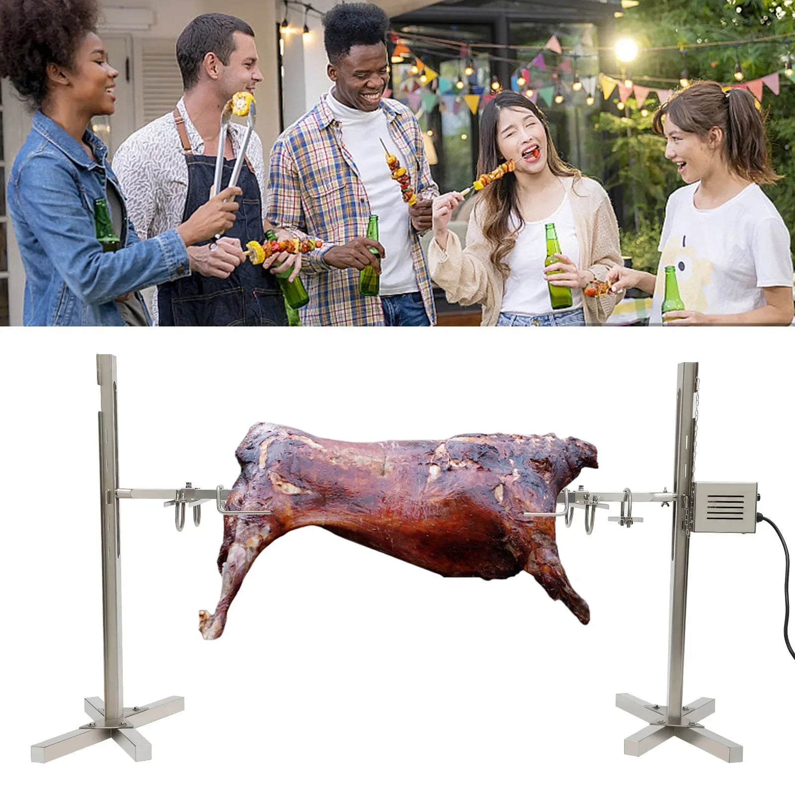 53" Large Grill Rotisserie Spit, Bbq Grill Rotisserie Kit, Universal Gas Grill Rotisserie Kit, Roaster Rod Charcoal Bbq Chicken