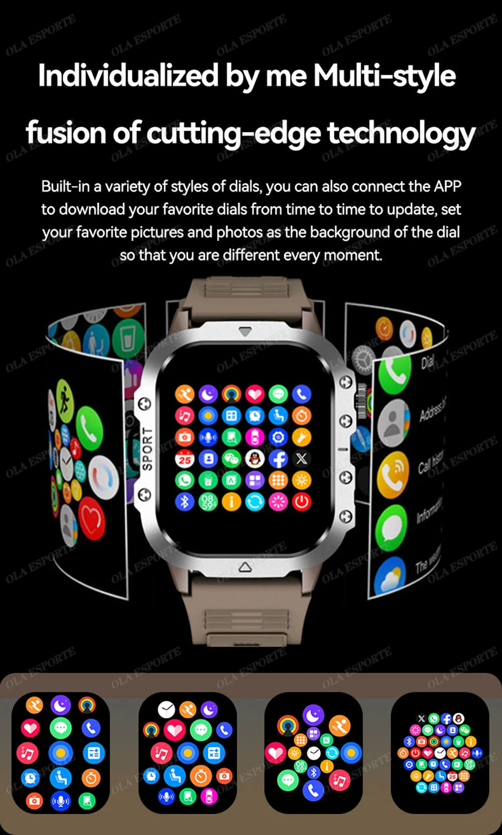 2026 Military SmartWatch Men IP68 5ATM Outdoor Sports Fitness Tracker Waterproof GPS Monitoring 1.96Inch BT Call For Android IOS