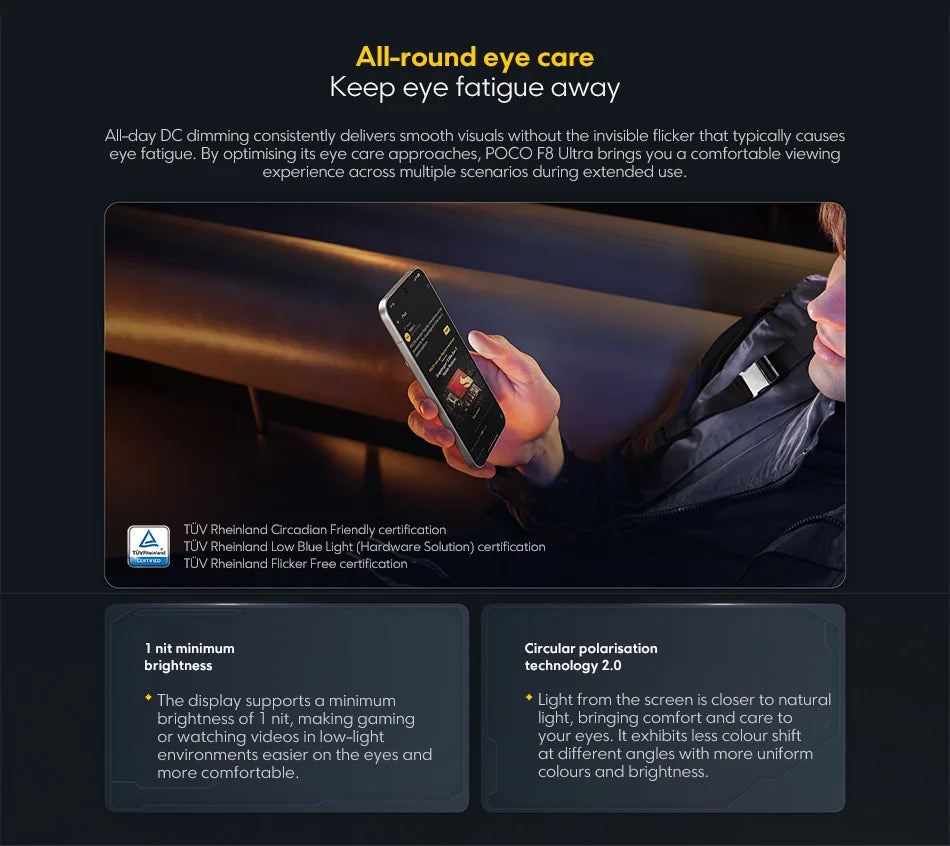 Global Version POCO F8 Ultra Snapdragon 8 Elite Gen 5 Smartphone 6.9" 120Hz AMOLED Display 6500mAh 100W Battery POCO Telephone