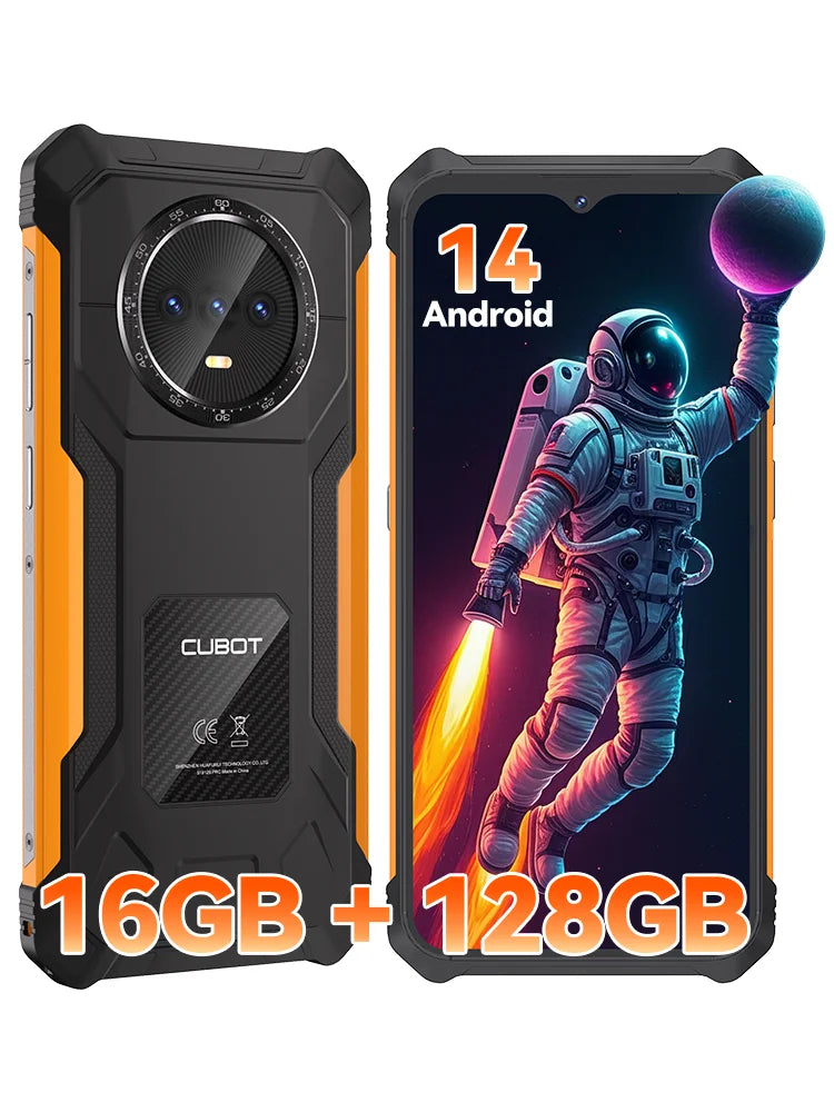 Cubot KingKong ES Ultra-thin Rugged Android Smartphone, 16GB RAM(6GB+10GB), 128GB ROM, 6.56" 90Hz Screen, 48MP Camera, 4G Phone