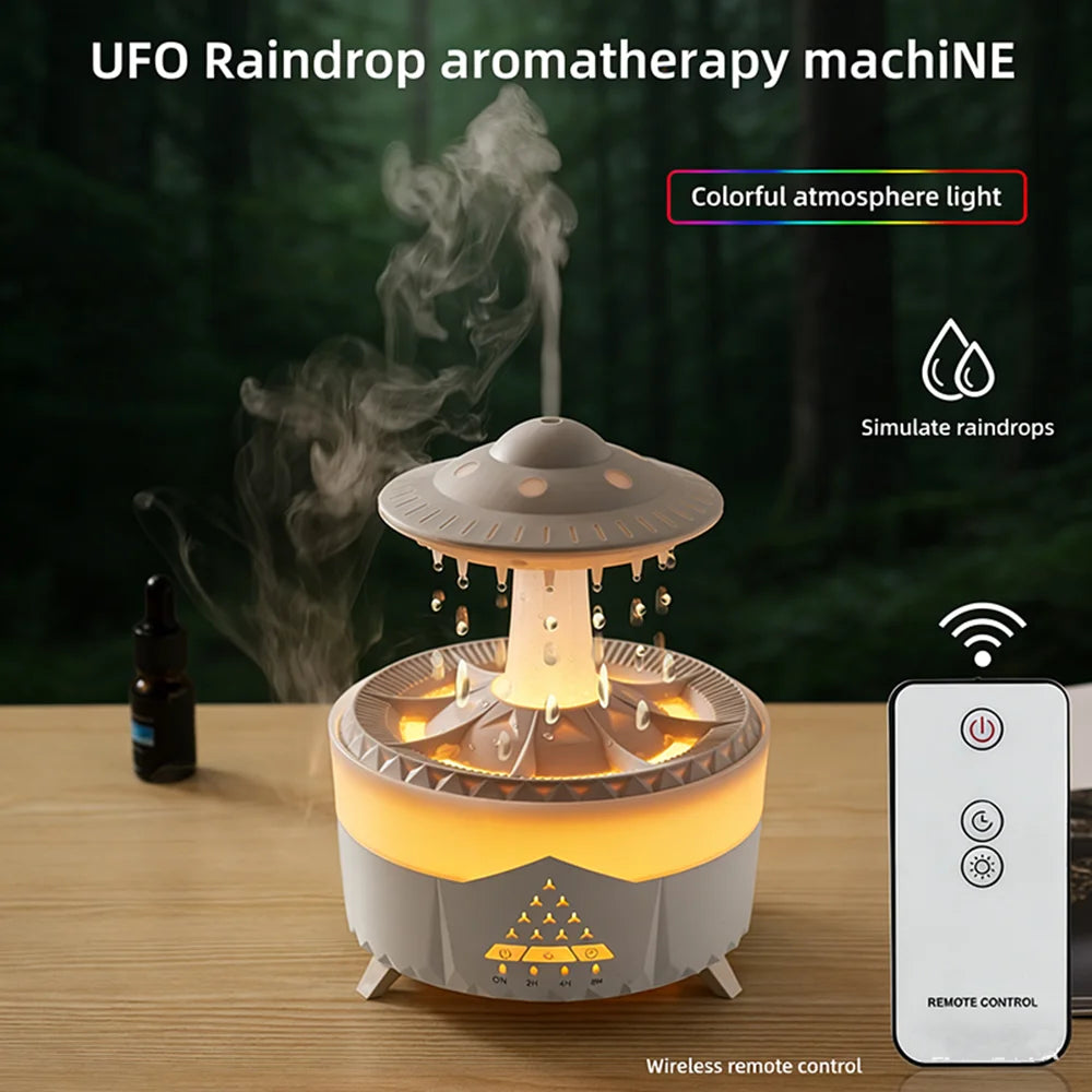 UFO Raindrop Humidifier Water Drop Air Humidifier USB Aromatherapy Essential Oils Aroma Air Diffuser Household Mist Maker Home D