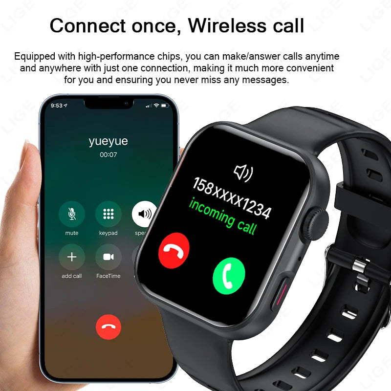 LIGE 1.83" HD Screen Smart Watch For Man Women Bluetooth Call Sports Fitness Heart Rate Blood Oxygen Monitor Men Smartwatch 2026