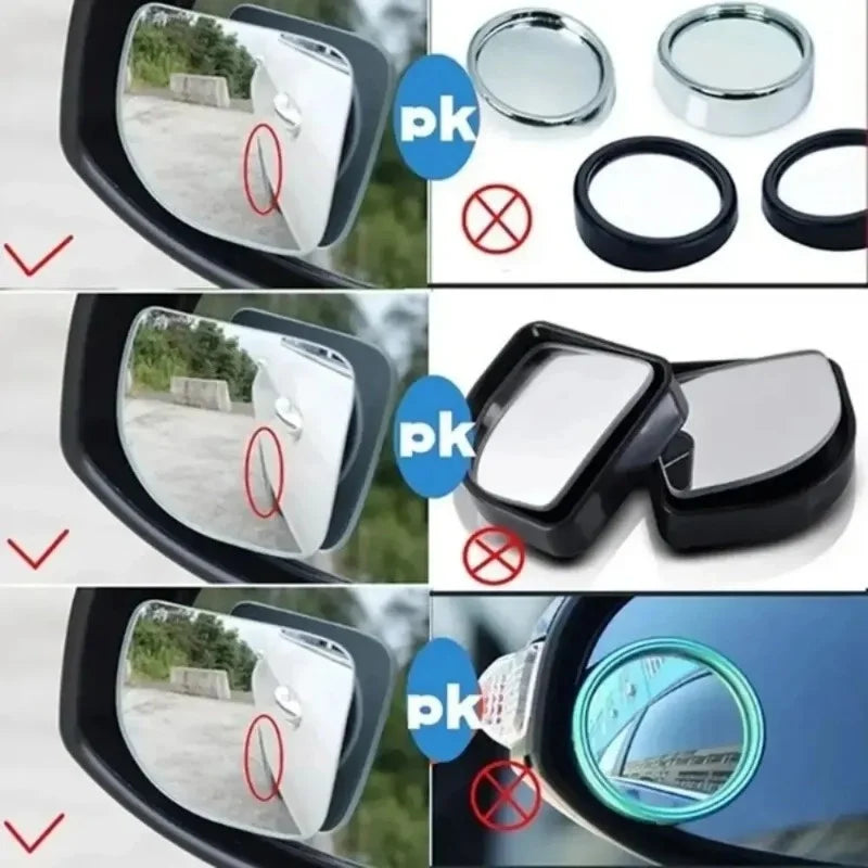 2pcs Universal Fit Glass Car Wide-angle Blind Spot Rearview Mirror,360° Adjustable, High-definition,with Applicable for All Cars