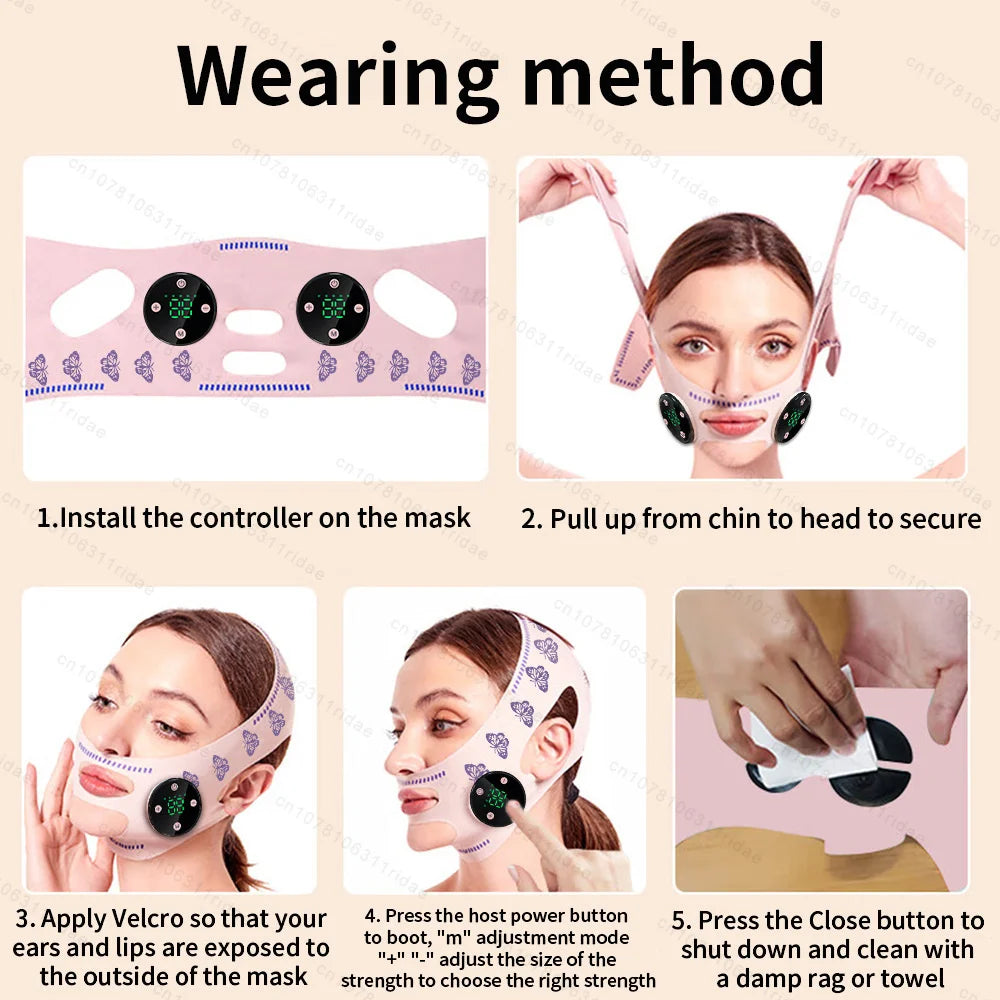 EMS V-Shaped Face Machine Double Chin Reducer, Electric Facial Massager Face Lifting Device with 5 Modes 19 Intensity Levels