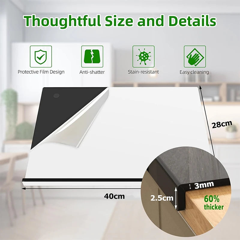 LMETJMA Acrylic Cutting Board with Lip Non Slip Cutting Board for Countertop Protector Durable Kitchen Chopping Board JT324