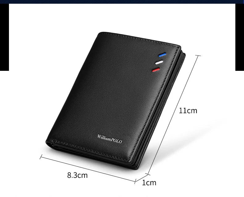 Genuine leather men's wallet, fashionable short style card holder, multifunctional coin purse