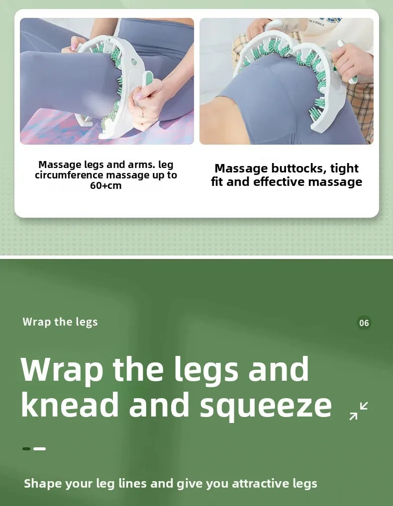 Ring Leg Massager with 14 Soft Rubber Rollers for Full Body Neck Shoulder Abdominal Anti Cellulite Slimming Muscle Relaxation