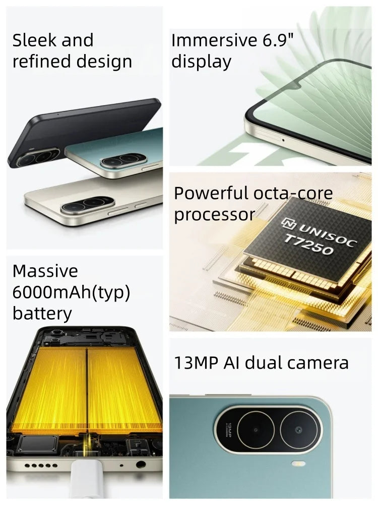 Smartphone POCO C81 Pro Global Version 6.9 inch 120Hz Display 6000mAh Battery UNISOC T7250 Octa core HyperOS 3 2026 Mobile Phone