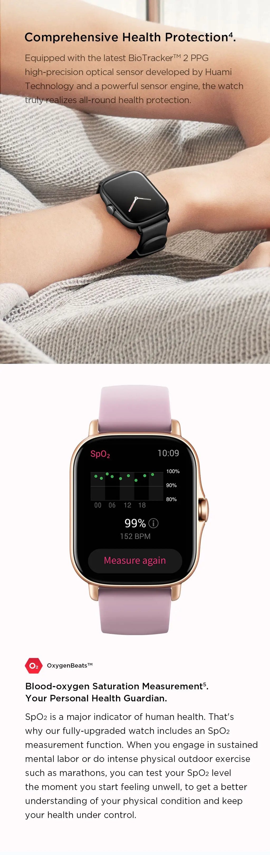Amazfit GTS 2e Smartwatch Built-in Sports Modes GPS 5ATM Waterproof Smart Watch for Men Heart Rate Monitoring 95New No Box