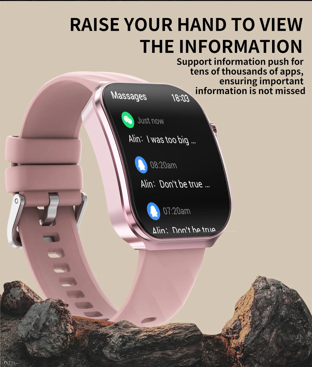 3D Curved Screen Smart Watch 2.2" Large HD Display Bluetooth Call Waterproof Flashlight Outdoor Sport Smartwatch Women 2026 New