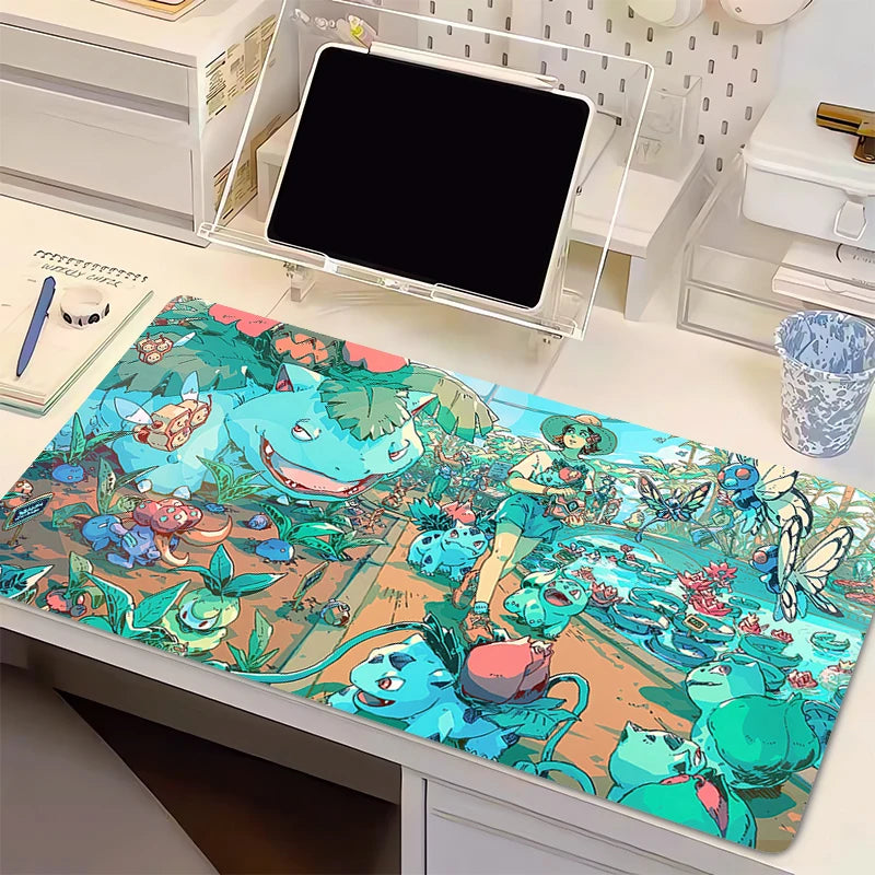 Mouse Pad Anime Gaming Accessories Varmilo P-pokemonS Gamer Keyboard PC B-bulbasaur Computer Desk Mat Kawaii Green Mousepad Gift