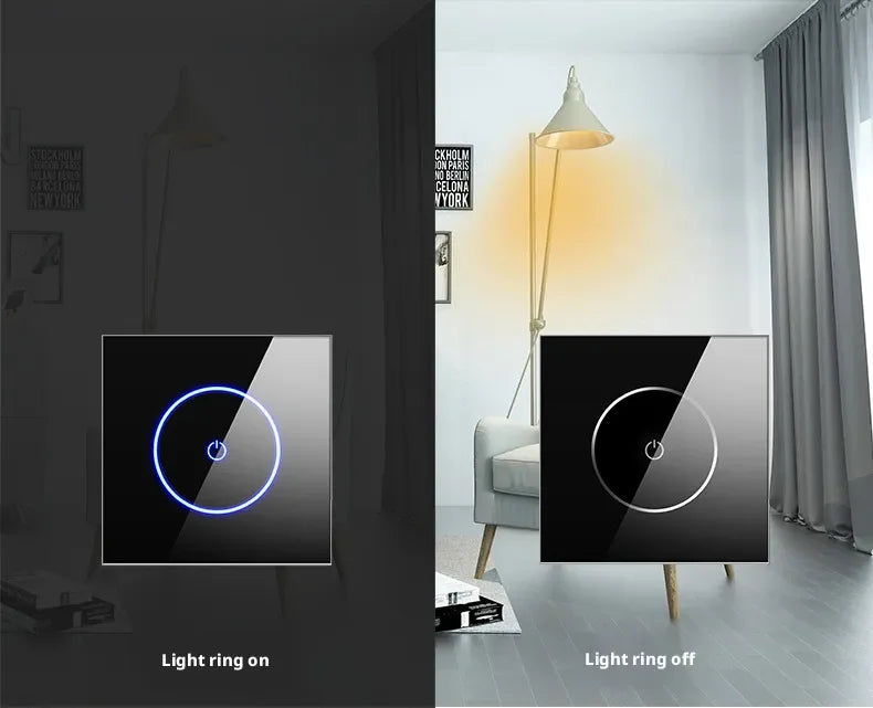 Tuya Smart Life WiFi Smart Touch Switch Tempered Glass Panel WiFi Bluetooth Dual Mode+RF433 Alexa/Google Home Voice Control