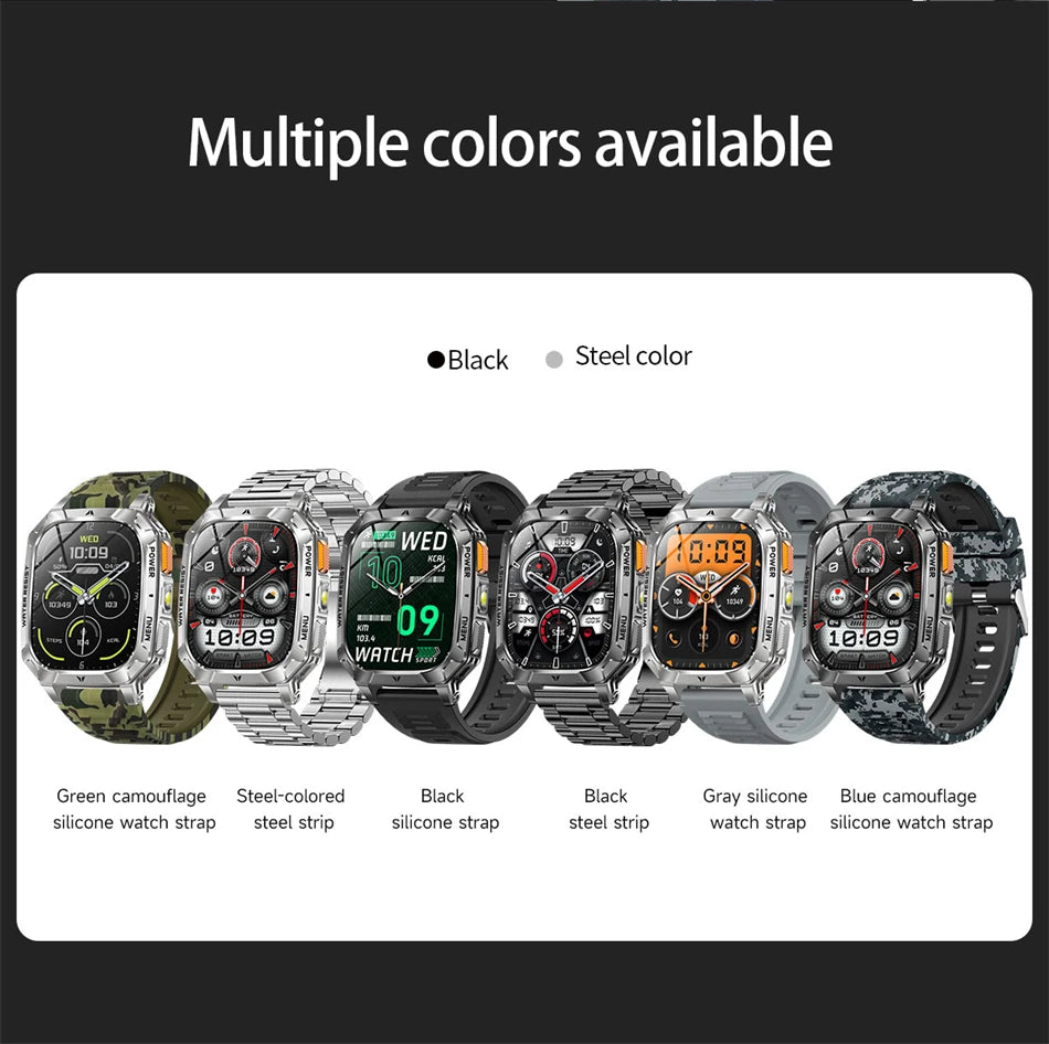Upgrade 1400 mAh Battery Military Grade Smart Watch Men IP68 Waterproof 100+ Sports Modes Bluetooth Call AMOLED HD Smartwatches