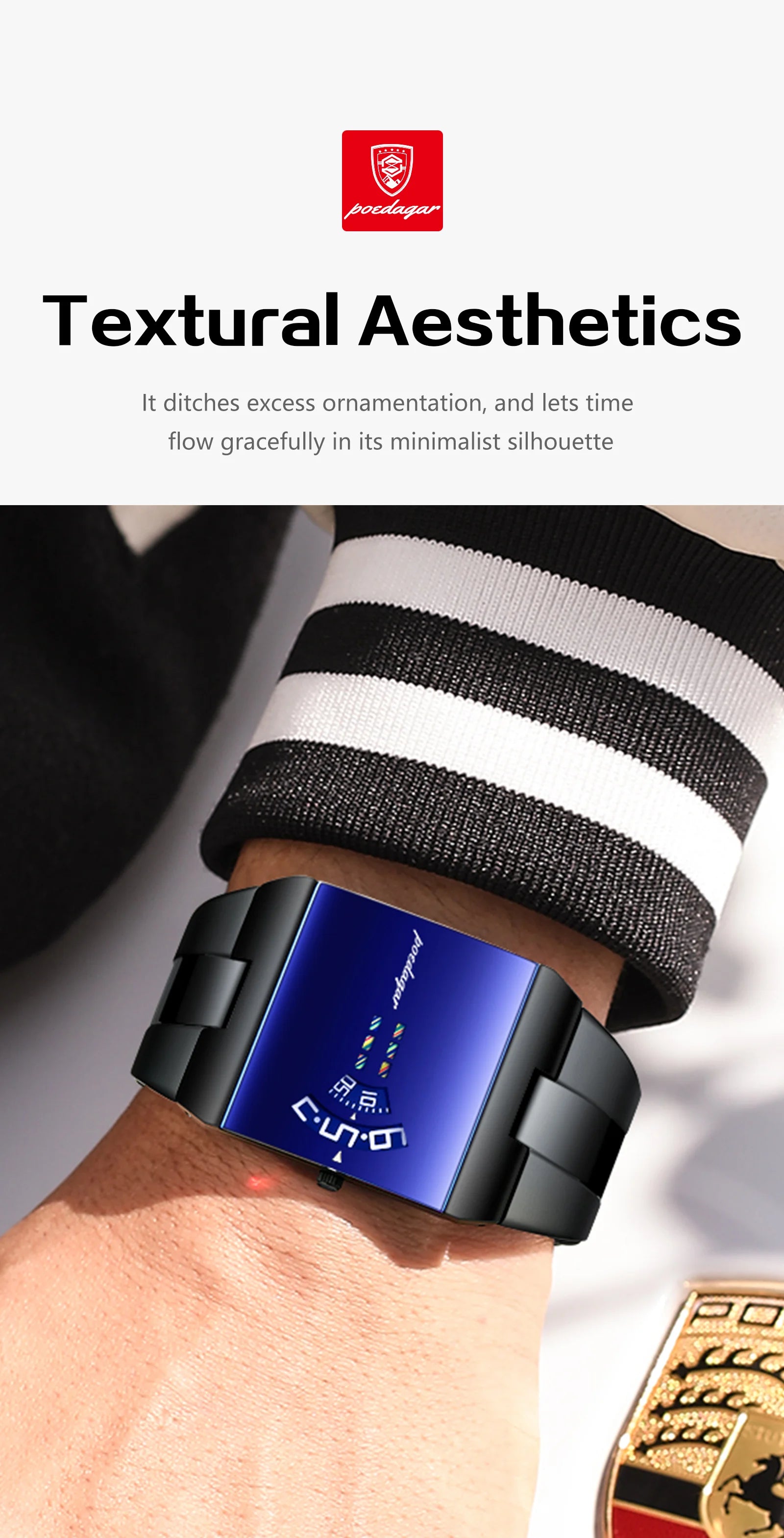 POEDAGAR Top Rectangle Original Men Watch Waterproof Fashion Man Wristwatch Stainless Steel Quartz Sport Men's Watches+Box Reloj