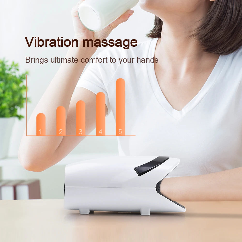 Cordless Hand Massager Machine for Wrist Arthritis Vibartion Heat and Pressure Acupoint Physiotherapy Palms Finger Compression