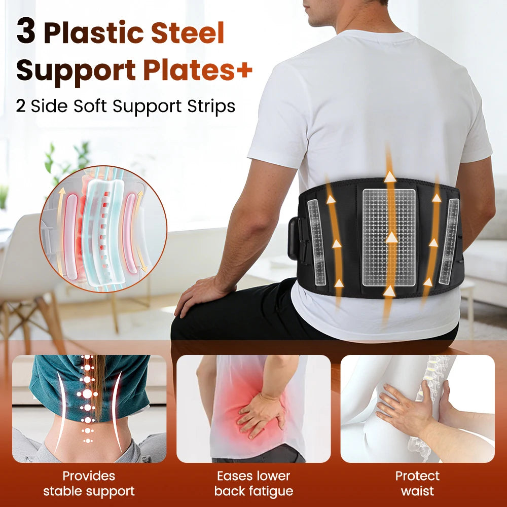 Electric Heating Waist Massage Belt Infrared Vibration Hot Compress Lumbar Brace Spine Protect Massager Back Support Belt
