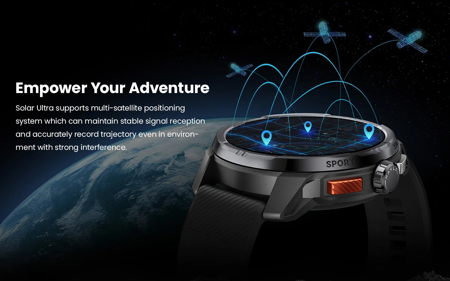 HAYLOU Solar Ultra GPS Smart Watch 1.6” AMOLED Display 60Hz Refresh Rate Bluetooth Calls 5ATM Water Resistance Sports Smartwatc