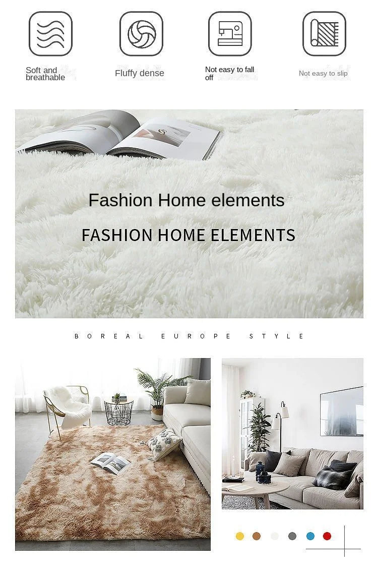 VIKAMA Tie-Dye Plush Carpet Living Room Decoration Soft Fluffy Home Mat Children's Room Baby Crawling Non-Slip Blanket