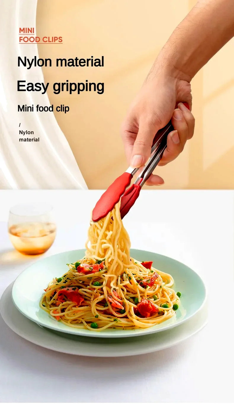 Anti Slip Cooking Serving Tongs Stainless Steel Food Clip Bread Salad Tong Heat-Resistant Barbecue Clips Kitchen Cooking Tool