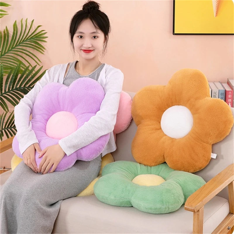 12/35cm Stuffed Five Petal Flower Cushion Girly Room Decor Sunflower Pillow Bay Window Pink Flower Sit Bedroom Seat Pillow