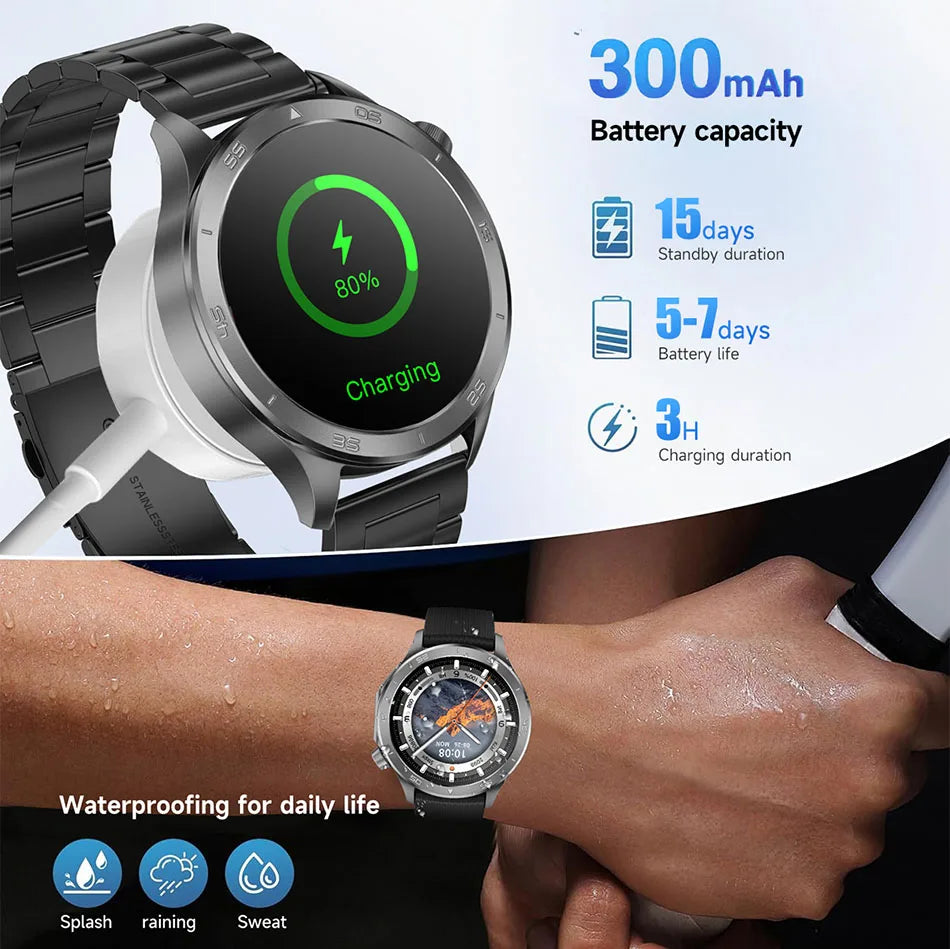 Smart Watch Men's 466*466 AMOLED HD Screen 4GB Memory 3D Surround Vision Watch BT Call IP68 Waterproof Man Smartwatch 2025 New