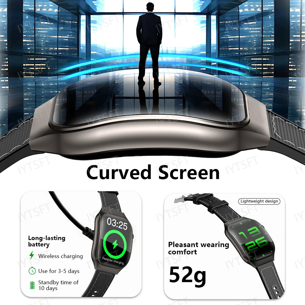 LAXASFIT New Curved Screen Women's Smart Watch 2.01'' AMOLED HD Touch Screen Bluetooth 5.3 Voice Call Men's Fitness Smart Watch