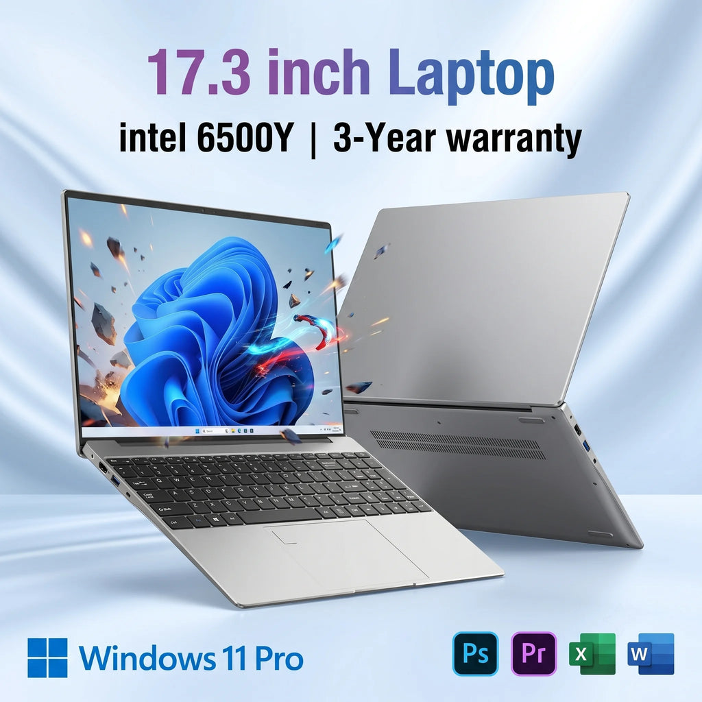 17.3" Portable Laptops Intel 6500Y Windows 11 32GB 2TB HD Display Fingerprint Unlock Gamer Study Office Notebook Computer PC