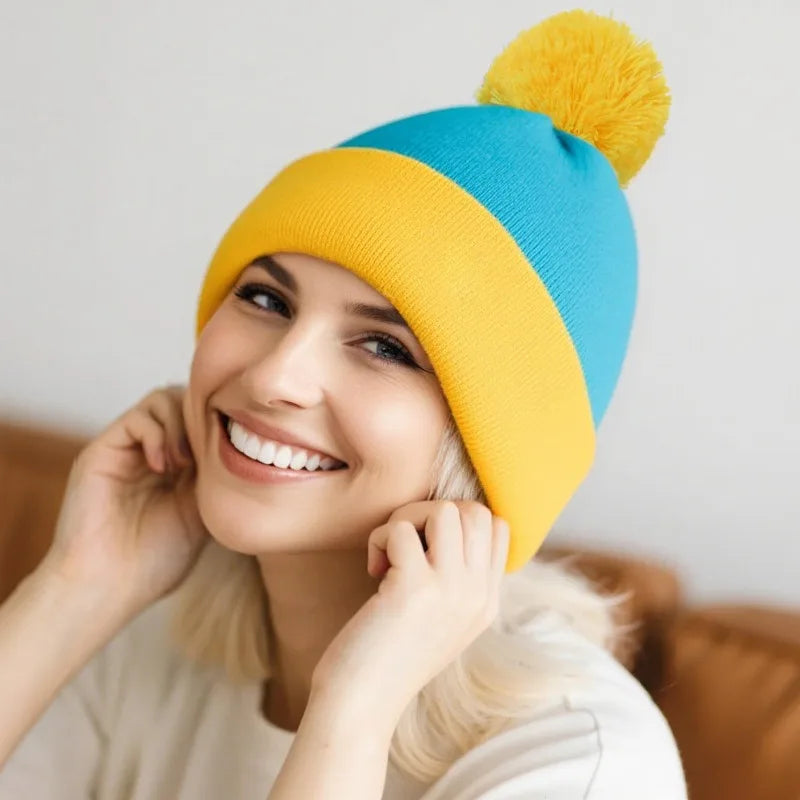2pcs Cosplay Funny Beanie Hat and Gloves,Character Park Winter Warm Knit Hat Winter Christmas Costume Accessories for New Years