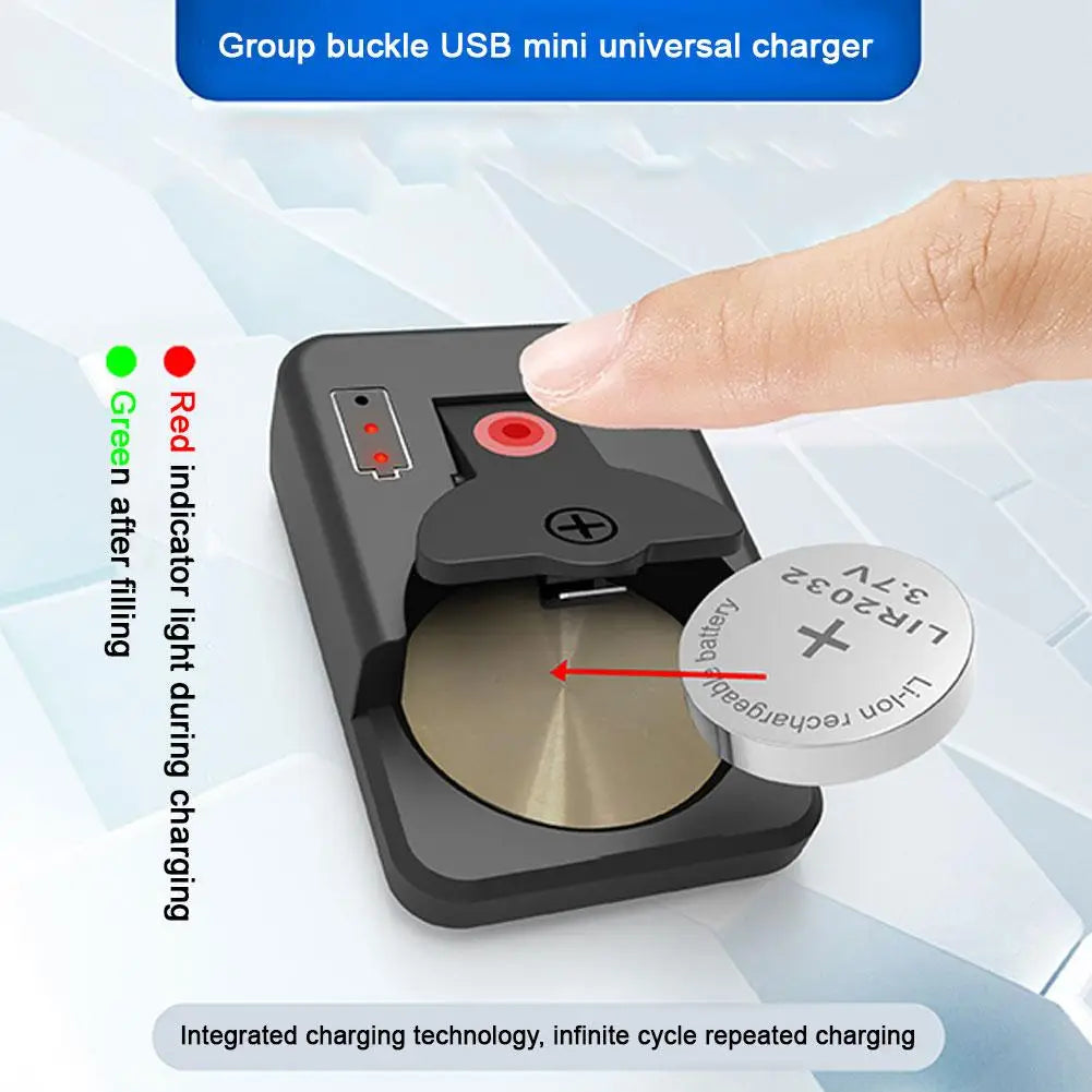 Portable Button Battery Charger Universal Mini Coin Cells Charger with LED Indicator Light for LIR2016 LIR2025 LIR2032 LIR1025