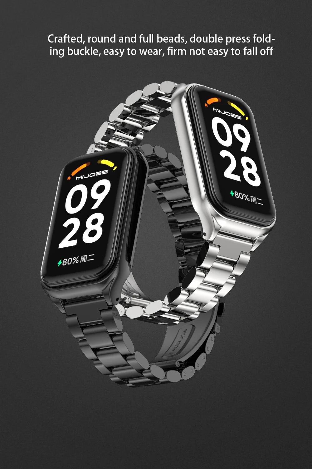 Metal Strap For Mi Band 9 Active Bracelet Wristband for Xiaomi Smart Band 8 Active Watchband Mi 8 Active Stainless Steel Strap