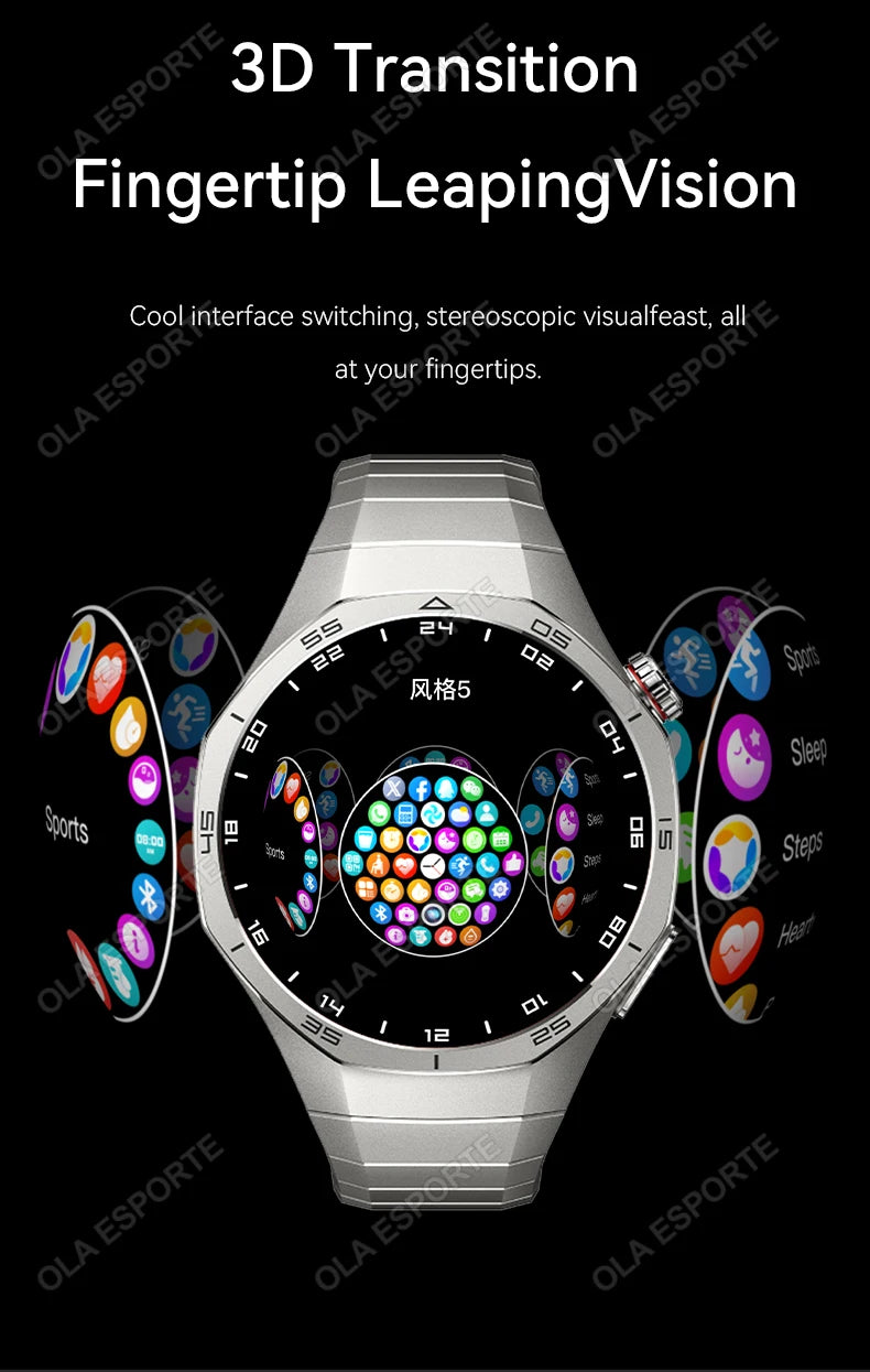 MA27 New Watch 5 Pro Smart Watch 1.53 Inch AMOLED Display Screen GPS Sports Tracker Smartwatch Men Women IP68 Waterproof Watches
