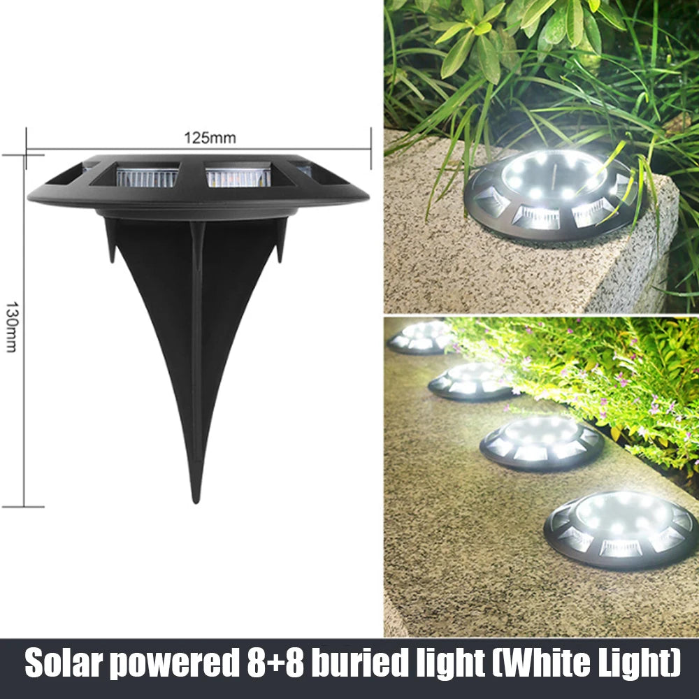 Solar Ground Lights Outdoor IP65 Waterproof 16LED Solar Powered Garden Pathway Light for Villa Yard Lawn Light Landscape Decor ﻿