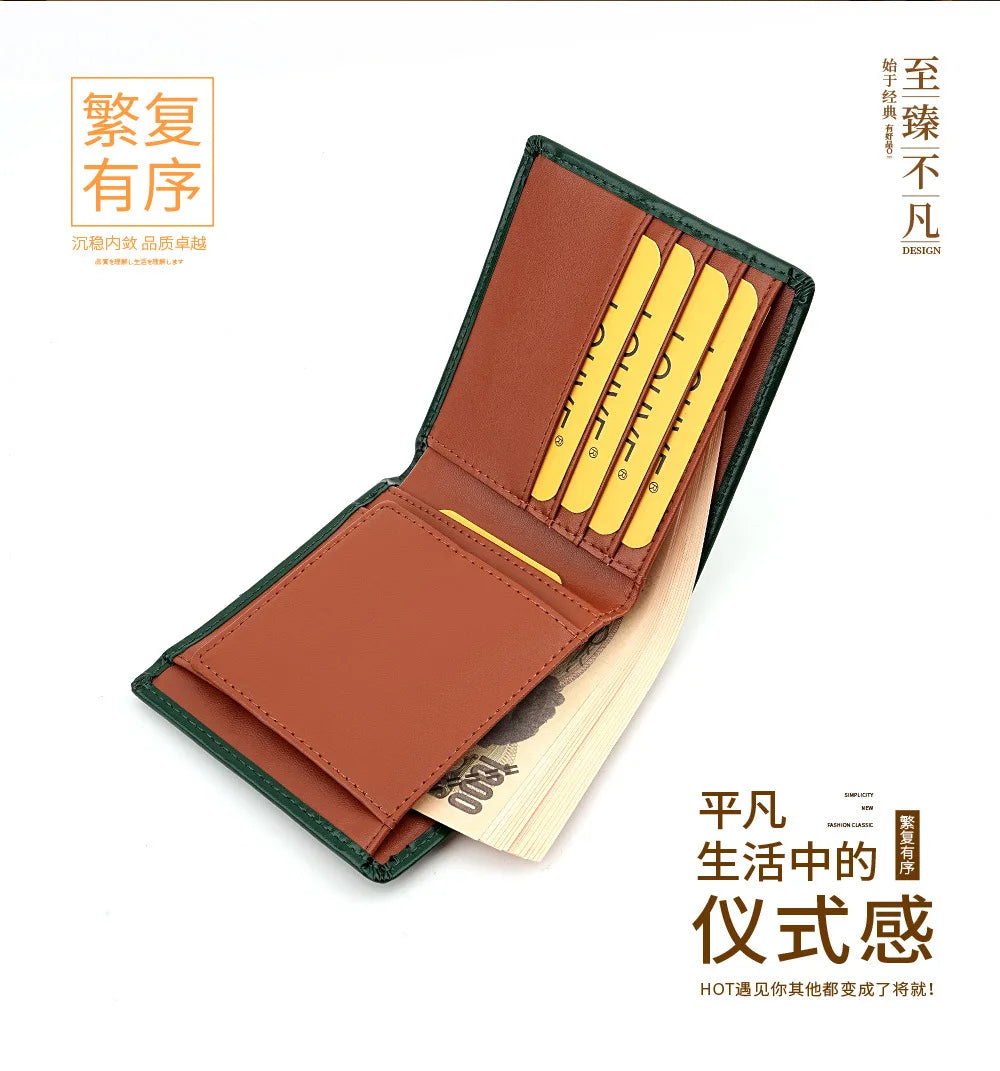 New Genuine Leather Men's Wallet Japanese Style Short Cowhide Multi-card Slot Coin Purse Wallets