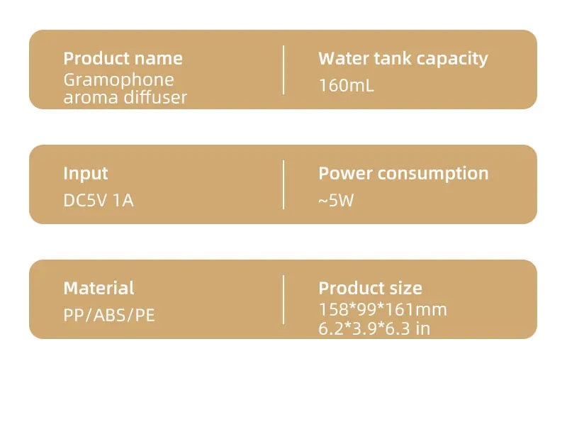 5V Retro Phonograph Bluetooth Speaker Humidifier Ultrasonic Aroma Diffuser Rotating Colorful Light Remote Essential Oil Atomizer